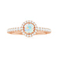 Anillo de compromiso de ópalo etíope natural con halo de diamantes