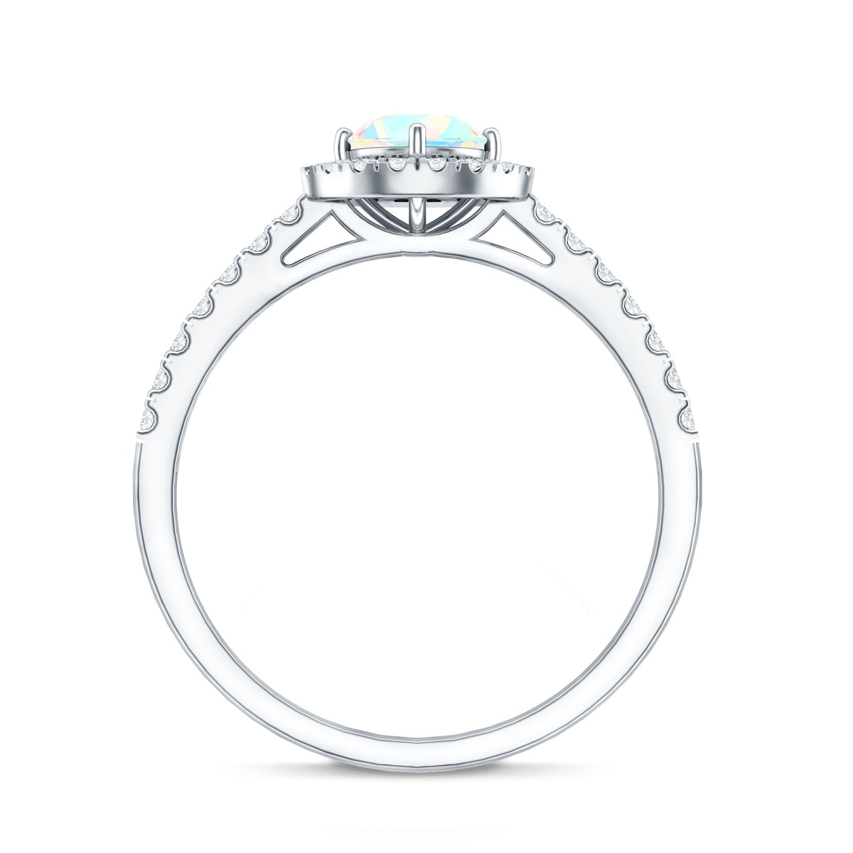 Anillo de compromiso de ópalo etíope natural con halo de diamantes