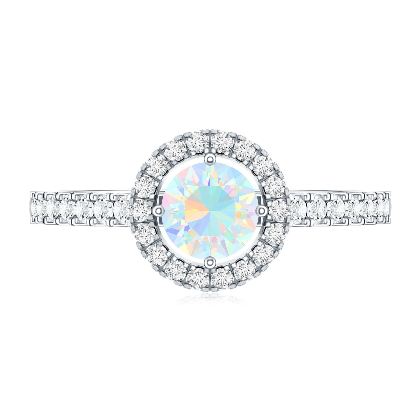 Anillo de compromiso de ópalo etíope natural con halo de diamantes
