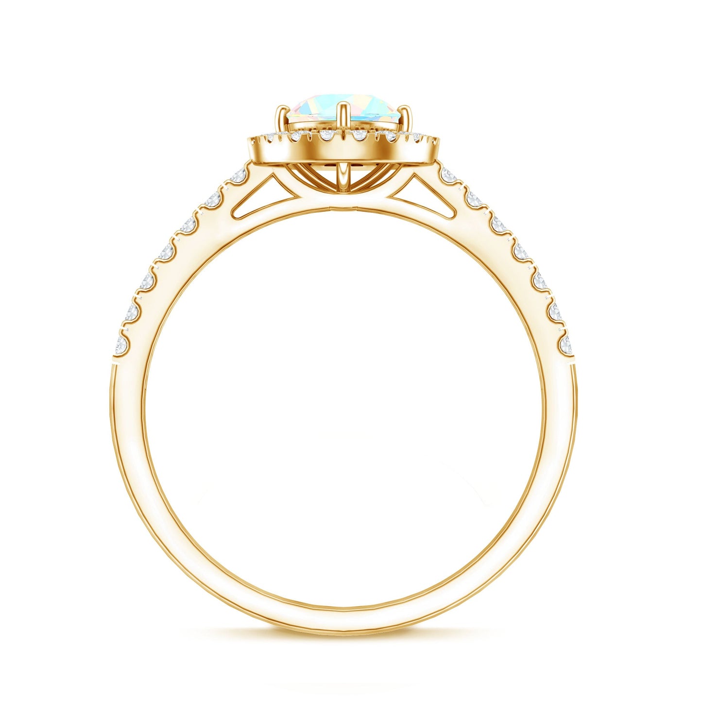 Anillo de compromiso de ópalo etíope natural con halo de diamantes