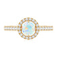 Anillo de compromiso de ópalo etíope natural con halo de diamantes