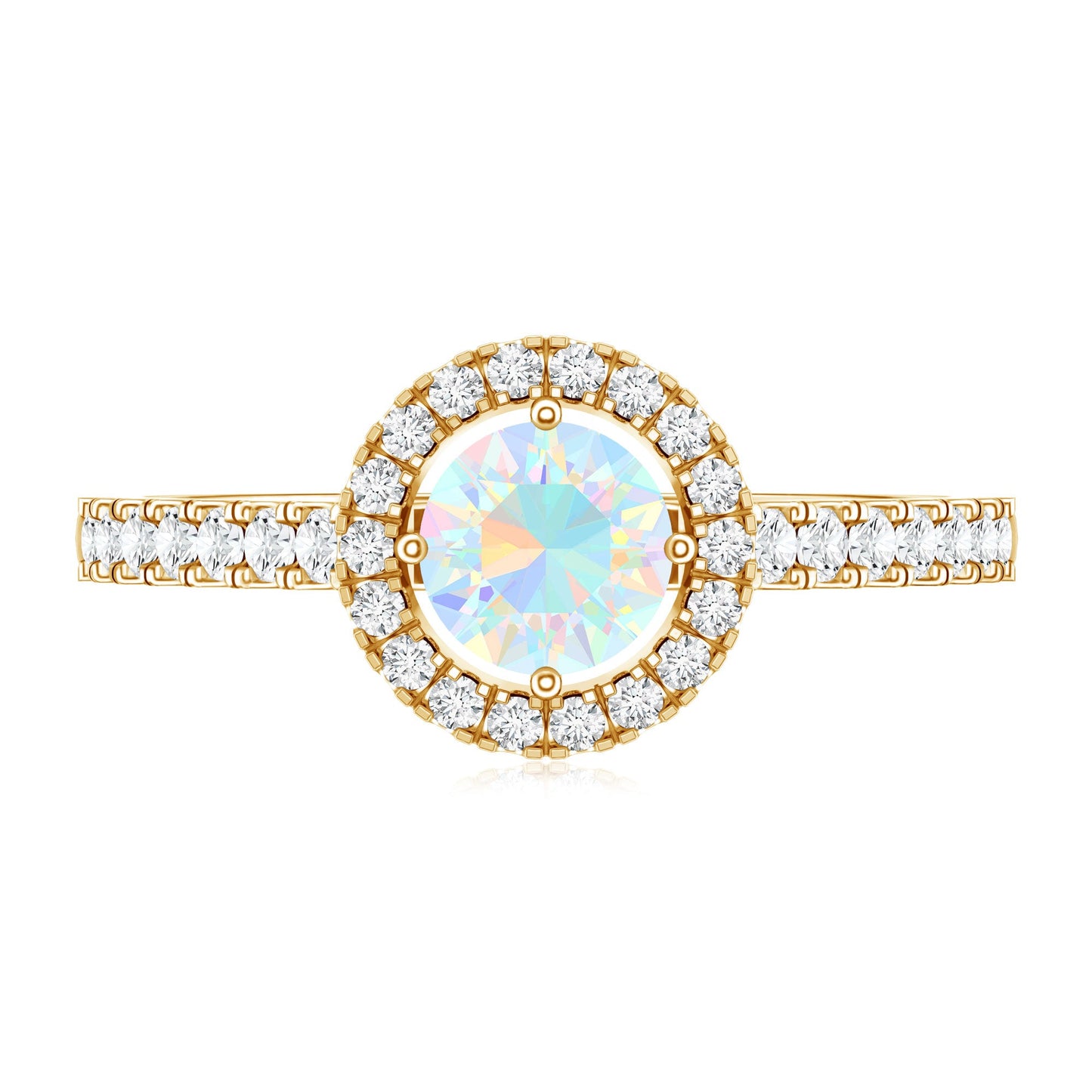 Anillo de compromiso de ópalo etíope natural con halo de diamantes
