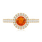 0.45 Carat Real Fire Opal and Diamond Halo Engagement Ring