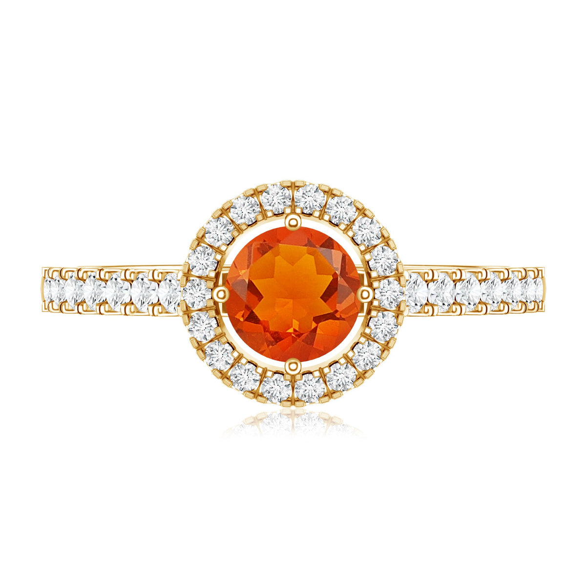 0.45 Carat Real Fire Opal and Diamond Halo Engagement Ring