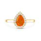 0.6 Carat Teardrop Fire Opal Ring with Diamond Halo