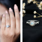 Genuine Ethiopian Opal Antique Looking Engagement Ring with Diamond Halo
