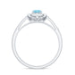 Vintage Looking Aquamarine and Diamond Halo Engagement Ring for Women