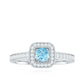 Vintage Looking Aquamarine and Diamond Halo Engagement Ring for Women