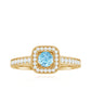 Vintage Looking Aquamarine and Diamond Halo Engagement Ring for Women