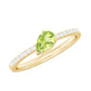 Natural 1 Carat Pear Shape Peridot Engagement Ring with Diamond