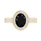 Vintage Inspired Black Onyx Oval Engagement Ring with Diamond Halo