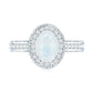 0.6 Carat Moonstone and Diamond Engagement Ring with Milgrain Details