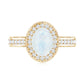 0.6 Carat Moonstone and Diamond Engagement Ring with Milgrain Details