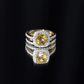 1.2 Carat Citrine Halo Wedding Ring Set with Moissanite
