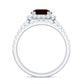 Natural Garnet Diamond Engagement Ring with Wedding Band