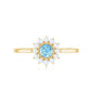 Real Round Aquamarine and Diamond Halo Promise Ring