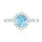 Natural 0.8 Carat Aquamarine Halo Engagement Ring with Diamond