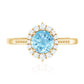 Natural 0.8 Carat Aquamarine Halo Engagement Ring with Diamond