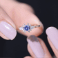 Anillo de promesa de tanzanita auténtica con diamante