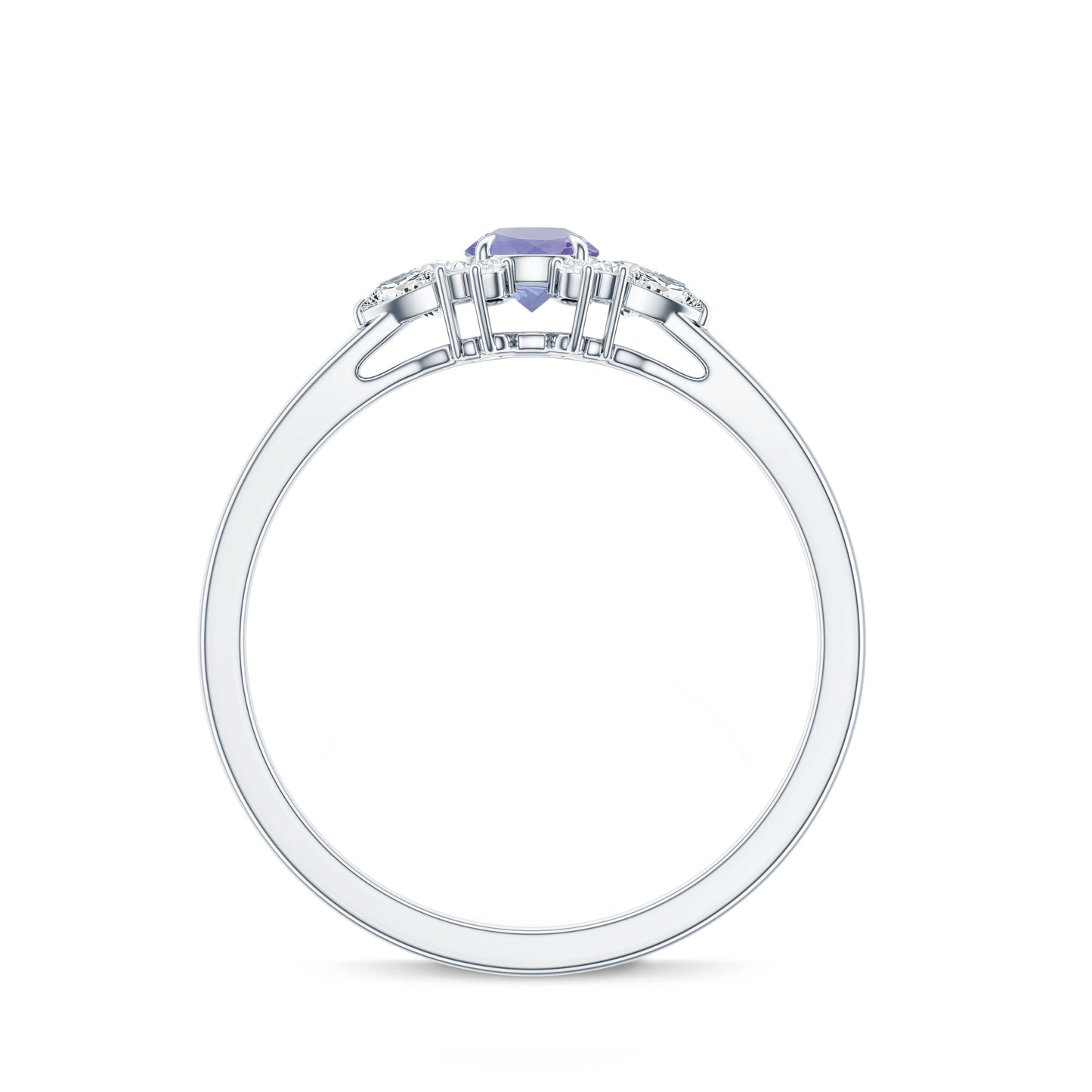 Anillo de promesa de tanzanita auténtica con diamante