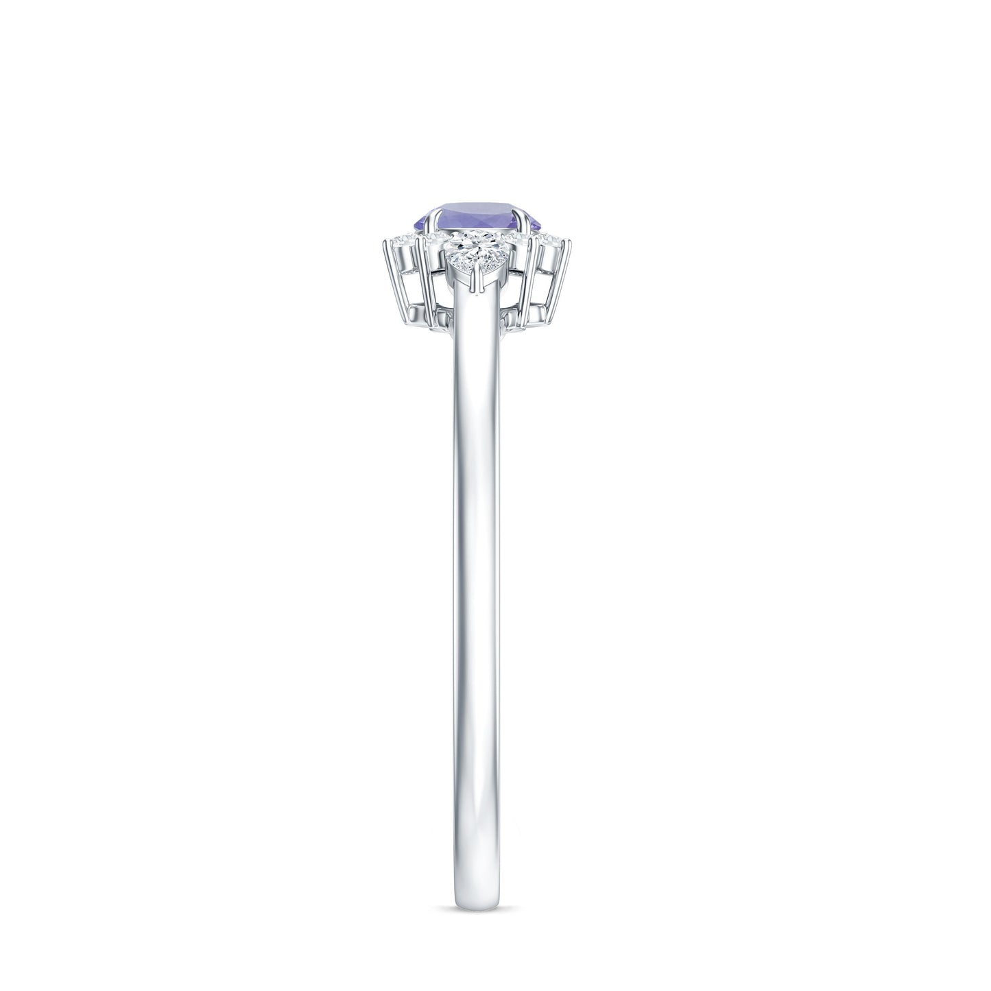 Anillo de promesa de tanzanita auténtica con diamante