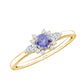 Anillo de promesa de tanzanita auténtica con diamante