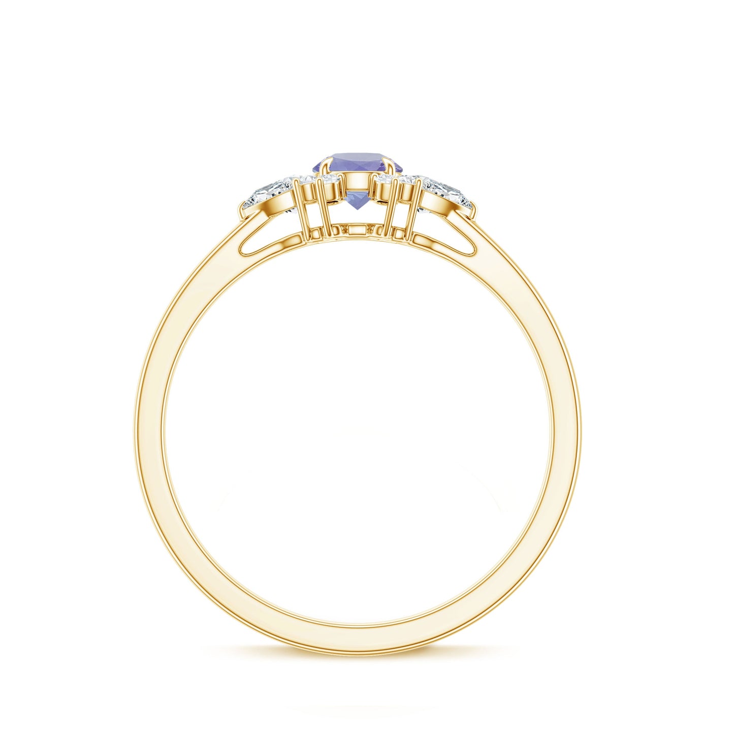Anillo de promesa de tanzanita auténtica con diamante