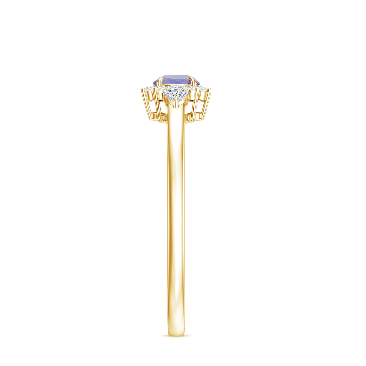 Anillo de promesa de tanzanita auténtica con diamante