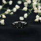 Emerald Cut Black Onyx Three Stone Engagement Ring