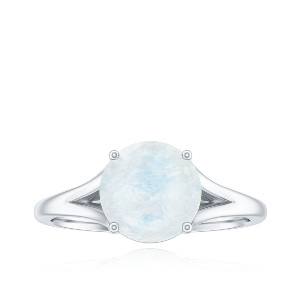 0.8 Carat Natural Moonstone Solitaire Ring with Surprise Diamond