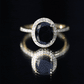 Anillo de compromiso ovalado de diamantes blancos y negros de laboratorio de 4,2 quilates, certificado, con halo