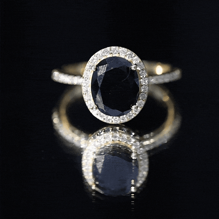 Anillo de compromiso ovalado de diamantes blancos y negros de laboratorio de 4,2 quilates, certificado, con halo