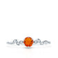 Anillo de compromiso con ópalo de fuego redondo, hoja y diamante