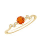Anillo de compromiso con ópalo de fuego redondo, hoja y diamante