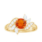 0.7 Carat Fire Opal Flower Engagement Ring with Diamond
