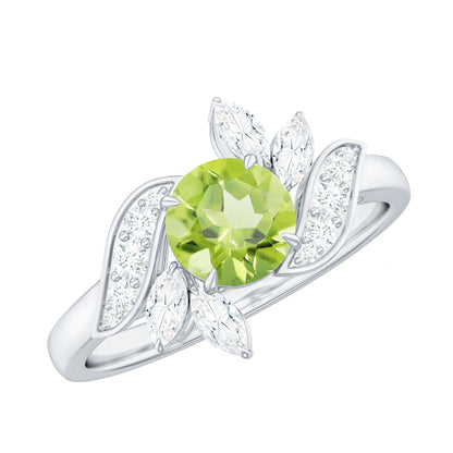Nature Inspired 2 Carat Peridot Engagement Ring with Diamond