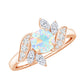 Anillo de compromiso de ópalo etíope y diamante inspirado en la naturaleza