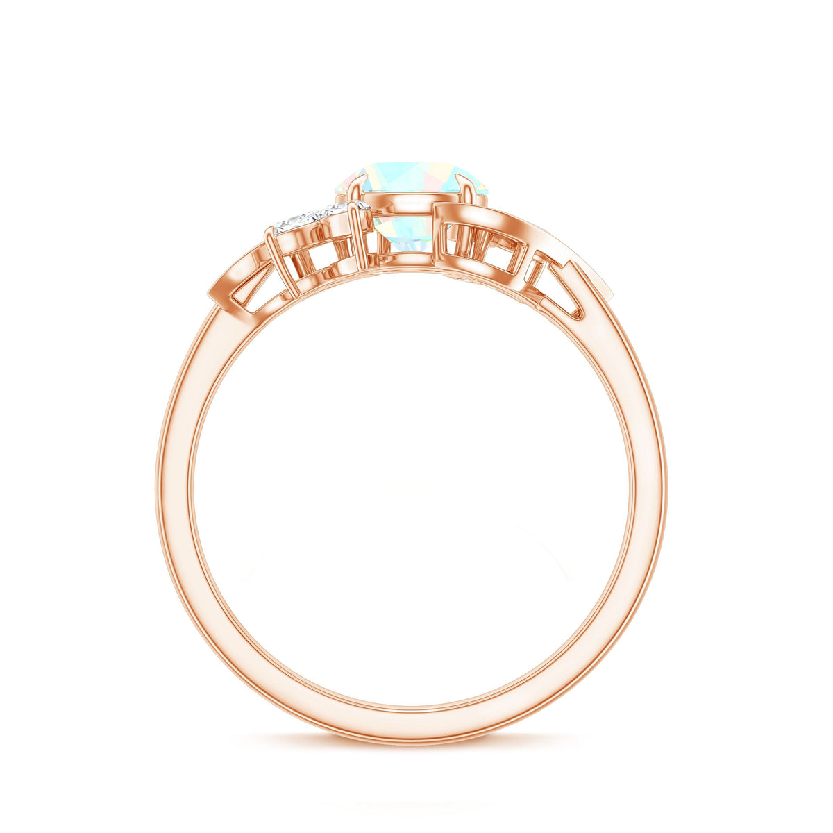 Anillo de compromiso de ópalo etíope y diamante inspirado en la naturaleza