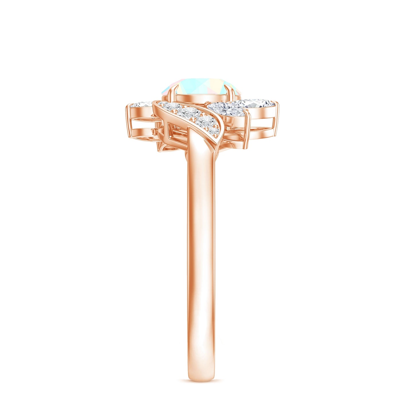 Anillo de compromiso de ópalo etíope y diamante inspirado en la naturaleza