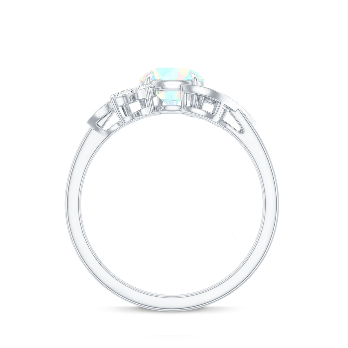 Anillo de compromiso de ópalo etíope y diamante inspirado en la naturaleza