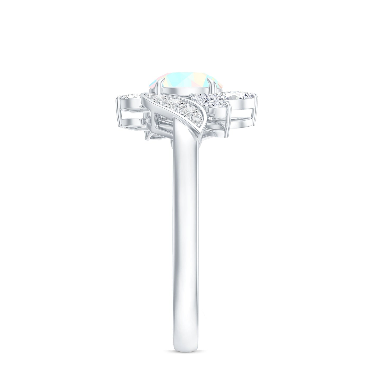 Anillo de compromiso de ópalo etíope y diamante inspirado en la naturaleza