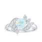 Anillo de compromiso de ópalo etíope y diamante inspirado en la naturaleza