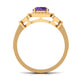 Anillo de compromiso estilo halo de amatista y diamantes de aspecto vintage