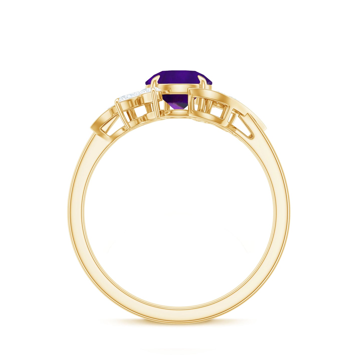 Anillo de compromiso de amatista de 1,2 quilates inspirado en la naturaleza con diamante