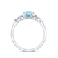 Genuine 0.8 Carat Aquamarine and Diamond Flower Engagement Ring