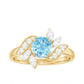 Genuine 0.8 Carat Aquamarine and Diamond Flower Engagement Ring