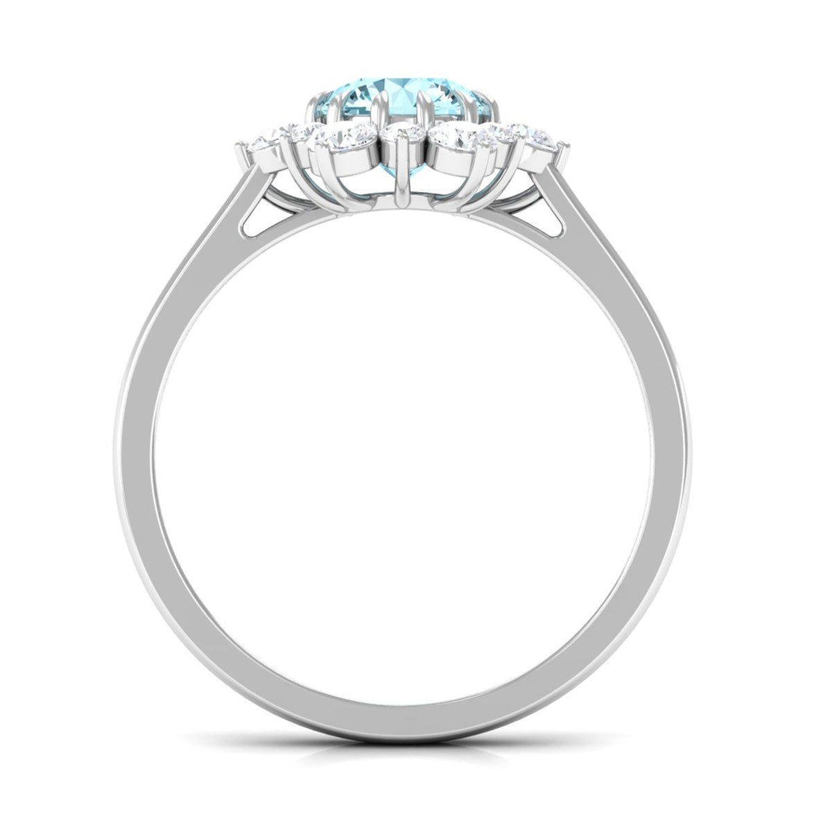 Anillo de compromiso llamativo de aguamarina natural de 0,8 CT con halo de diamantes
