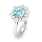 Anillo de compromiso llamativo de aguamarina natural de 0,8 CT con halo de diamantes