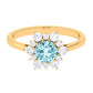 Anillo de compromiso llamativo de aguamarina natural de 0,8 CT con halo de diamantes