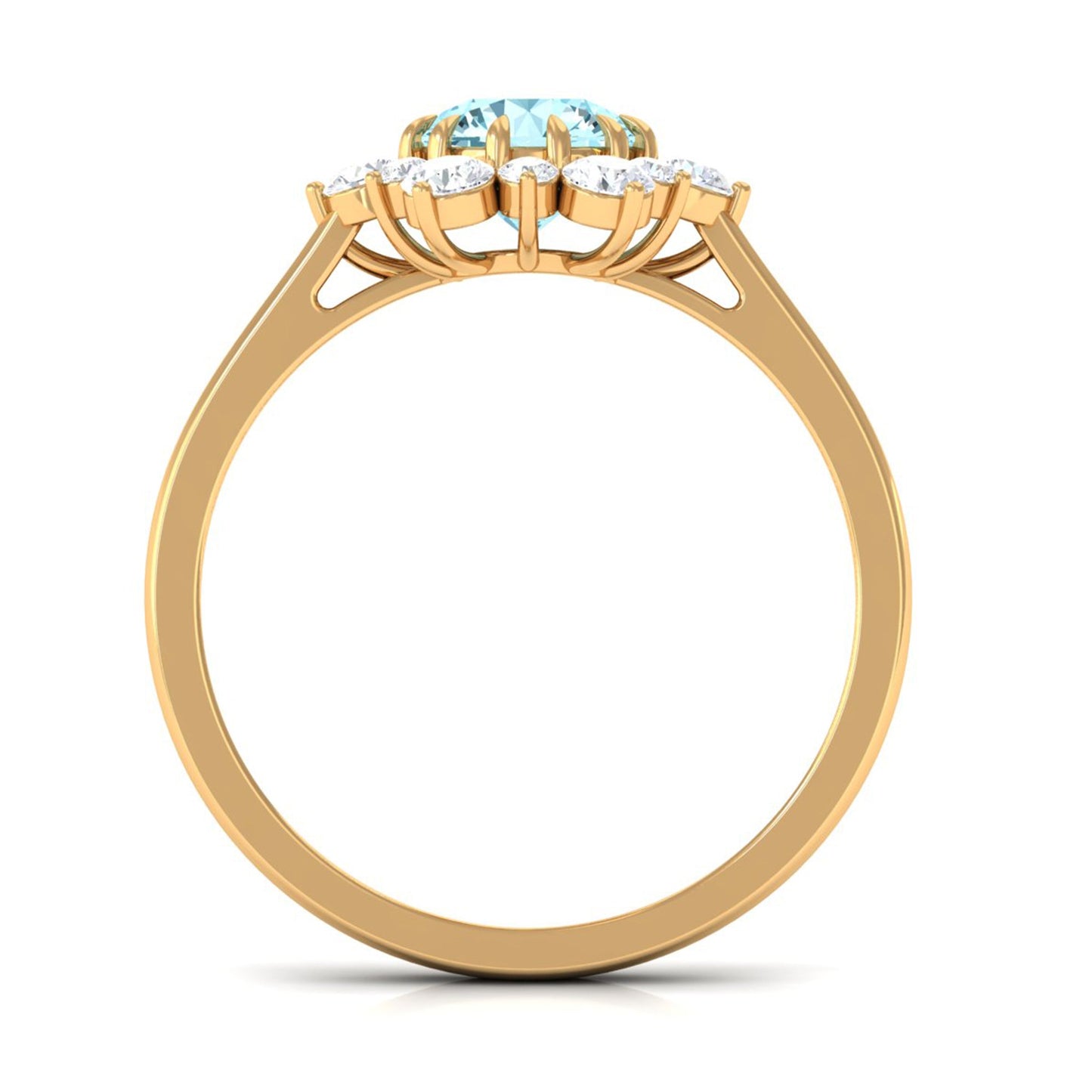 Anillo de compromiso llamativo de aguamarina natural de 0,8 CT con halo de diamantes